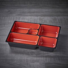Bento Box Profesionala Neagra, Interior Rosu, Rasina, 31 x 24,7 x 6,7cm