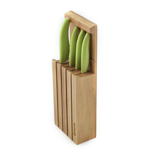 Suport de Bambus pentru 4 Cutite Ceramice - Kyocera