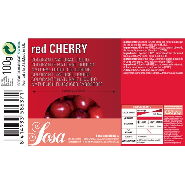 Colorant Alimentar Natural ROSU CIREASA, Lichid, 100 ml